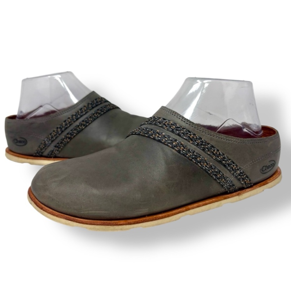 Chaco Women’s Castle Rock Gray Slip On Clogs Nubuck Leather Slides House Shoes